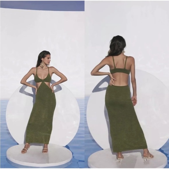 Cult Gaia Serita Maxi Dress Olive Green - Picture 8 of 8